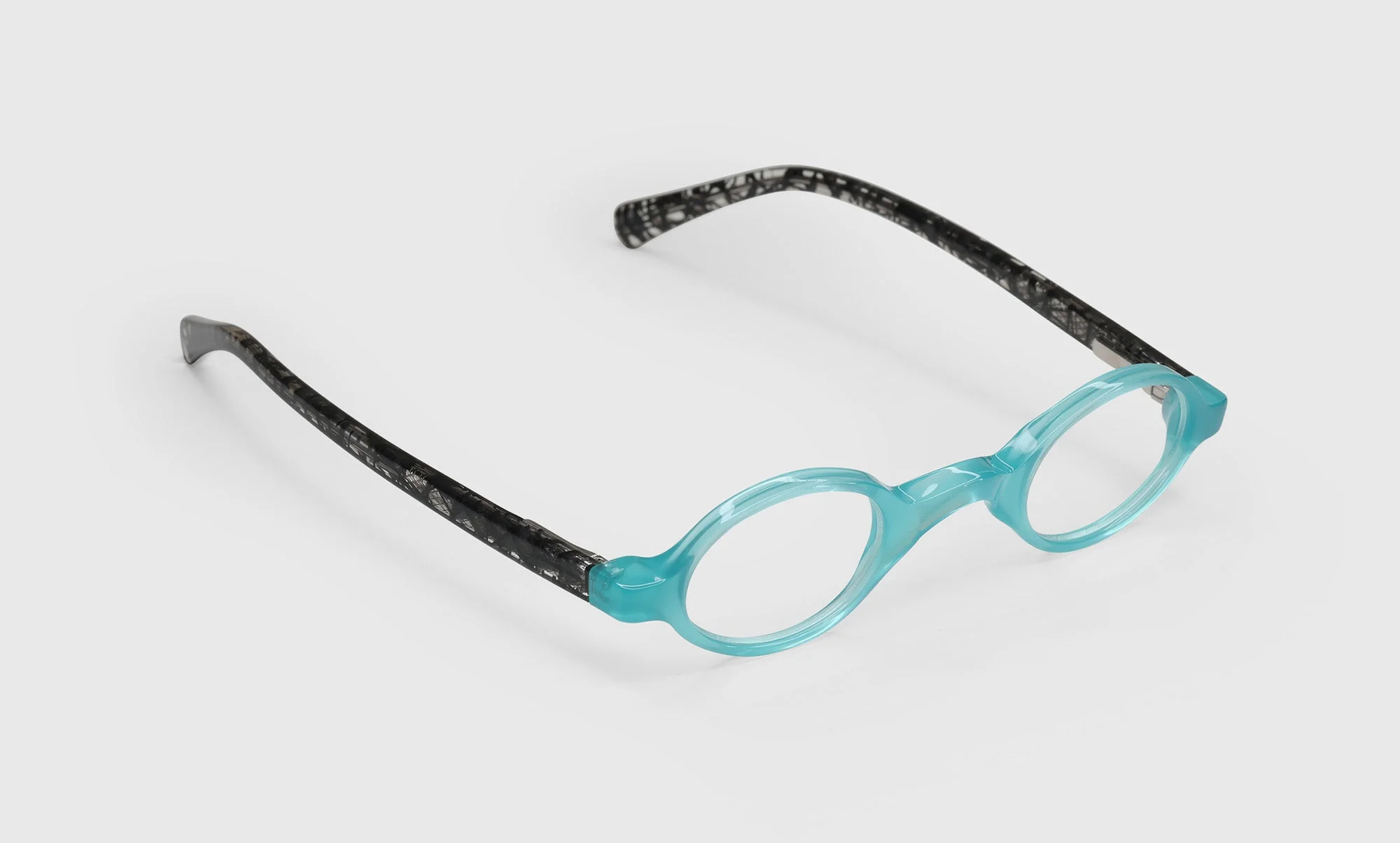 Old Money Color 60 - Turquoise Front and Black with Crystal Fishnet Temples - Image 3