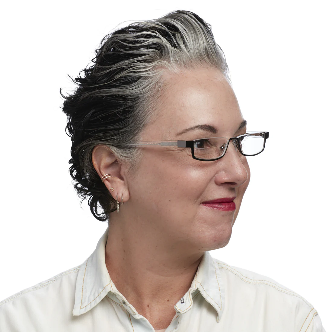 Peek Performer Color 51 - Shiny Gunmetal Front with Clear Crystal Temples - Image 5