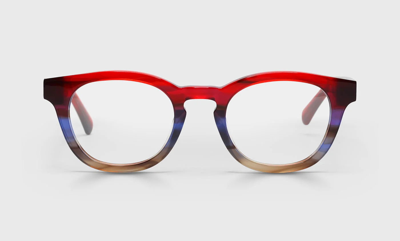 Waylaid Average Color 02 - Red Demi to Blue Fade Front with Red Demi Temples