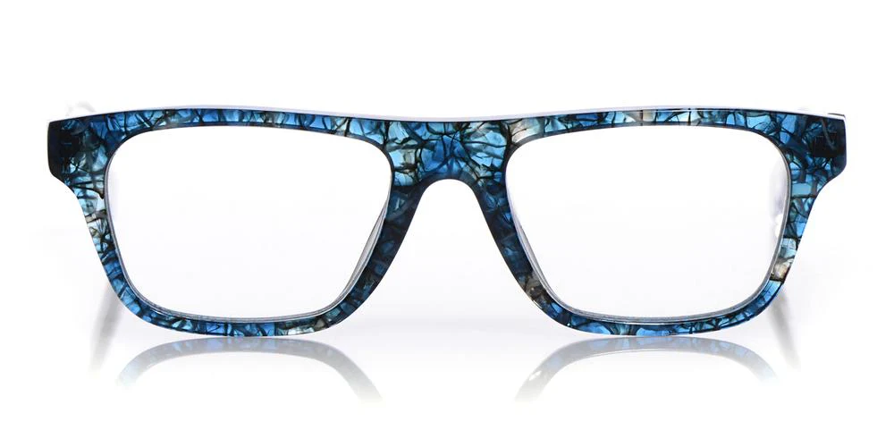 Smokin Color 10 - Blue marbled front with clear crystal temples