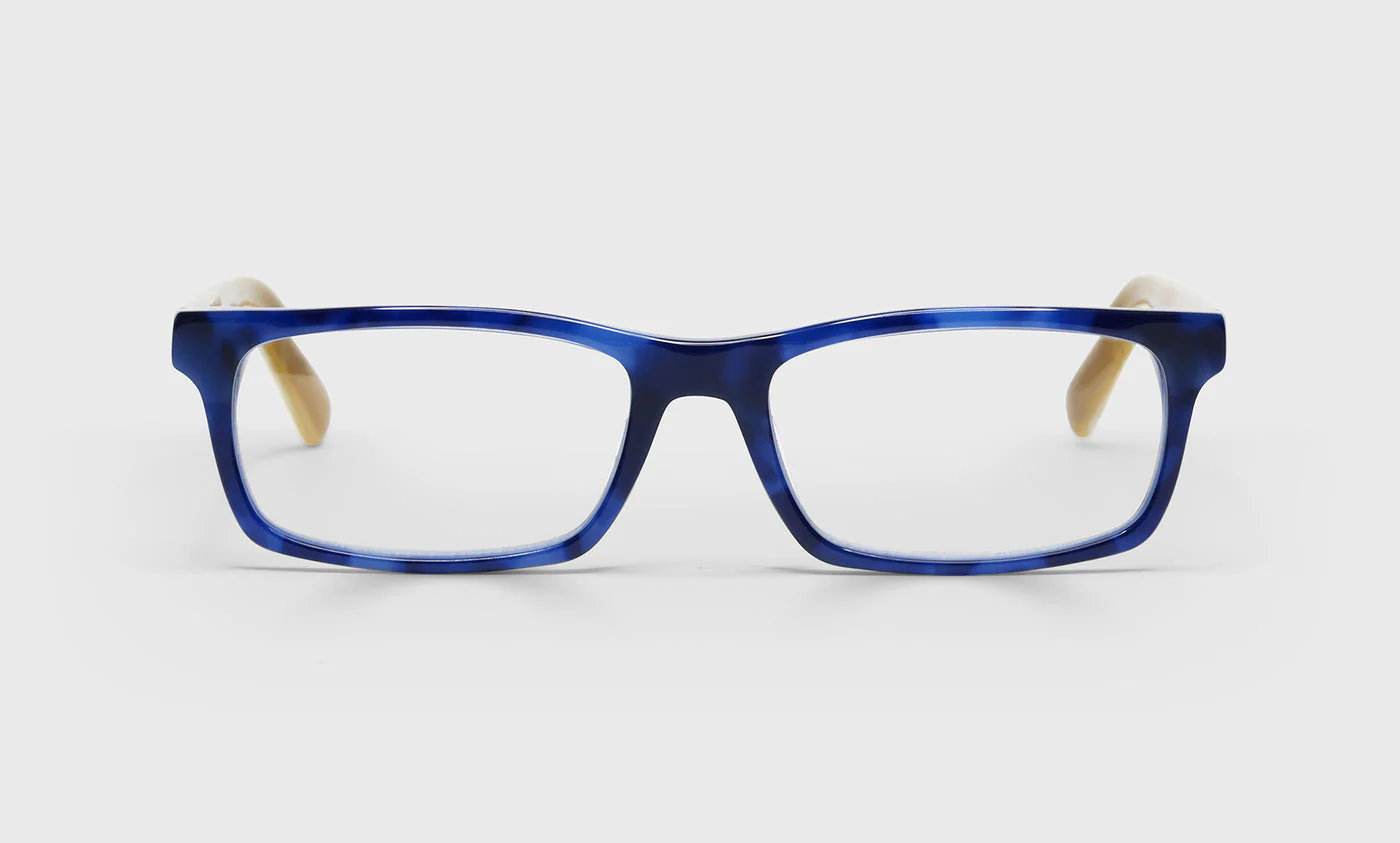 Number Cruncher Color 10 - Blue Denim Front with White Horn and Khaki Temples