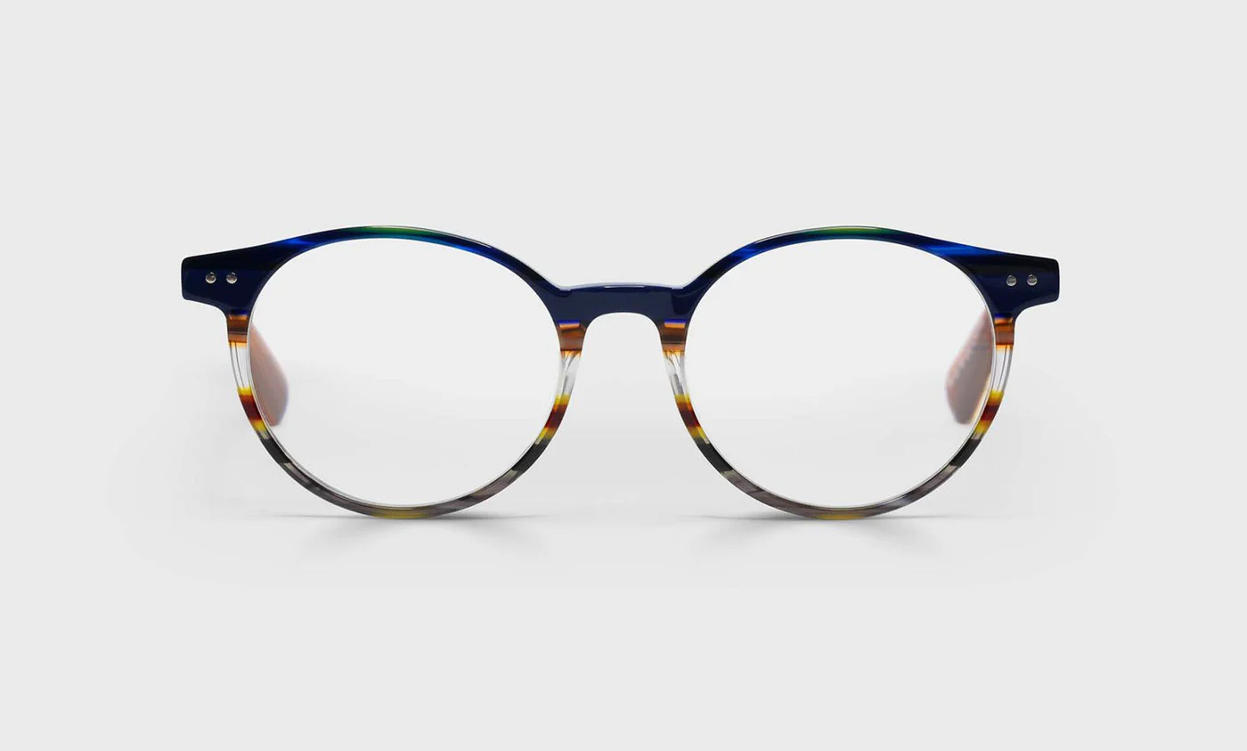 Case Closed Average Color 57 - Blue Multi-Stripe Front with Light Brown Temples