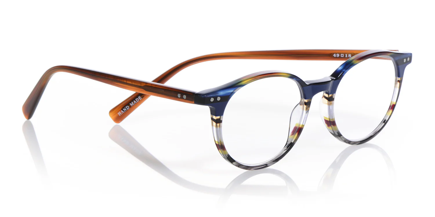 Case Closed Average Color 57 - Blue Multi-Stripe Front with Light Brown Temples - Image 4