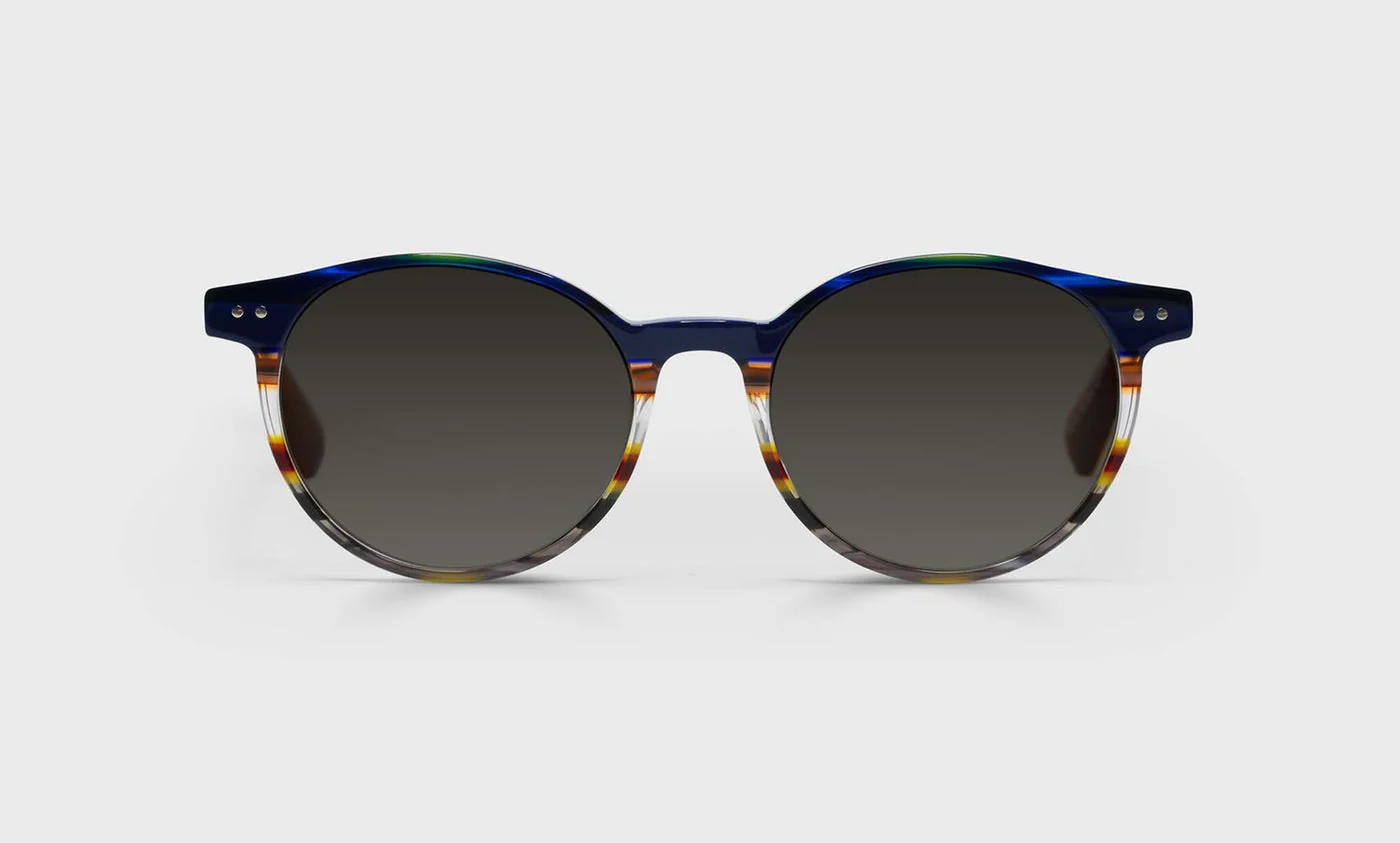 Case Closed Average Color 57 - Blue Multi-Stripe Front with Light Brown Temples