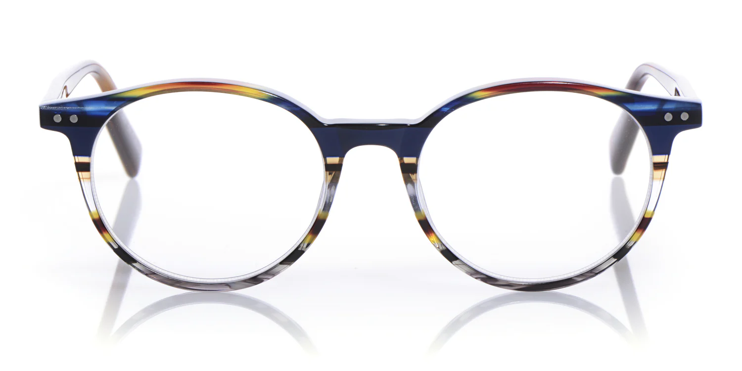 Case Closed Average Color 57 - Blue Multi-Stripe Front with Light Brown Temples - Image 2