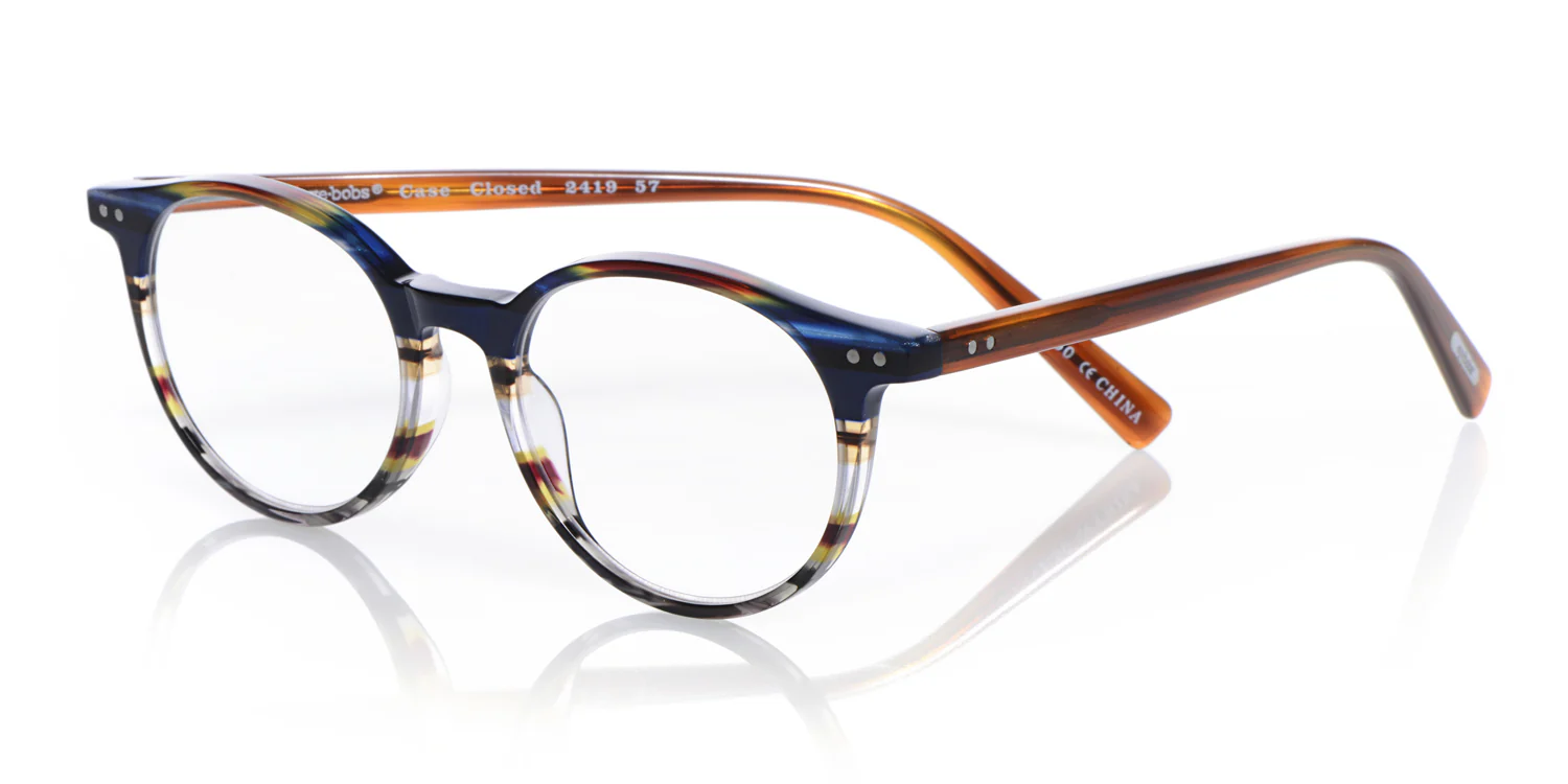 Case Closed Average Color 57 - Blue Multi-Stripe Front with Light Brown Temples - Image 3