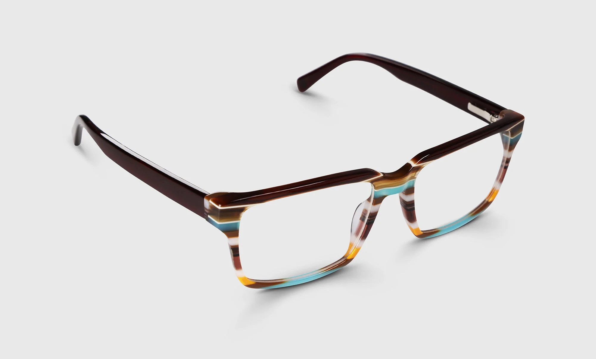 Wide Eyed Color 87 - Teal, Orange, and Maroon Stripe Front and Maroon Temples - Image 3