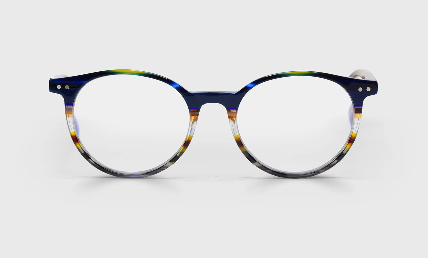 Case Closed Wide Color 57 - Blue Multi-Stripe Front with Light Brown Temples