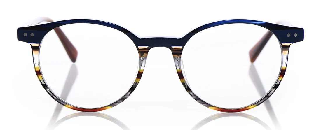 Case Closed Wide Color 57 - Blue Multi-Stripe Front with Light Brown Temples - Image 2