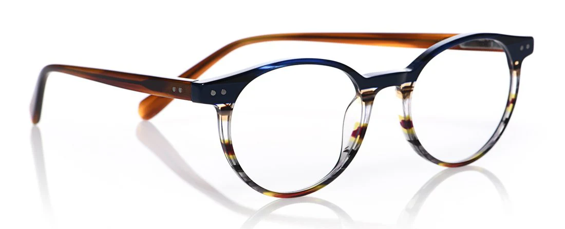 Case Closed Wide Color 57 - Blue Multi-Stripe Front with Light Brown Temples - Image 4