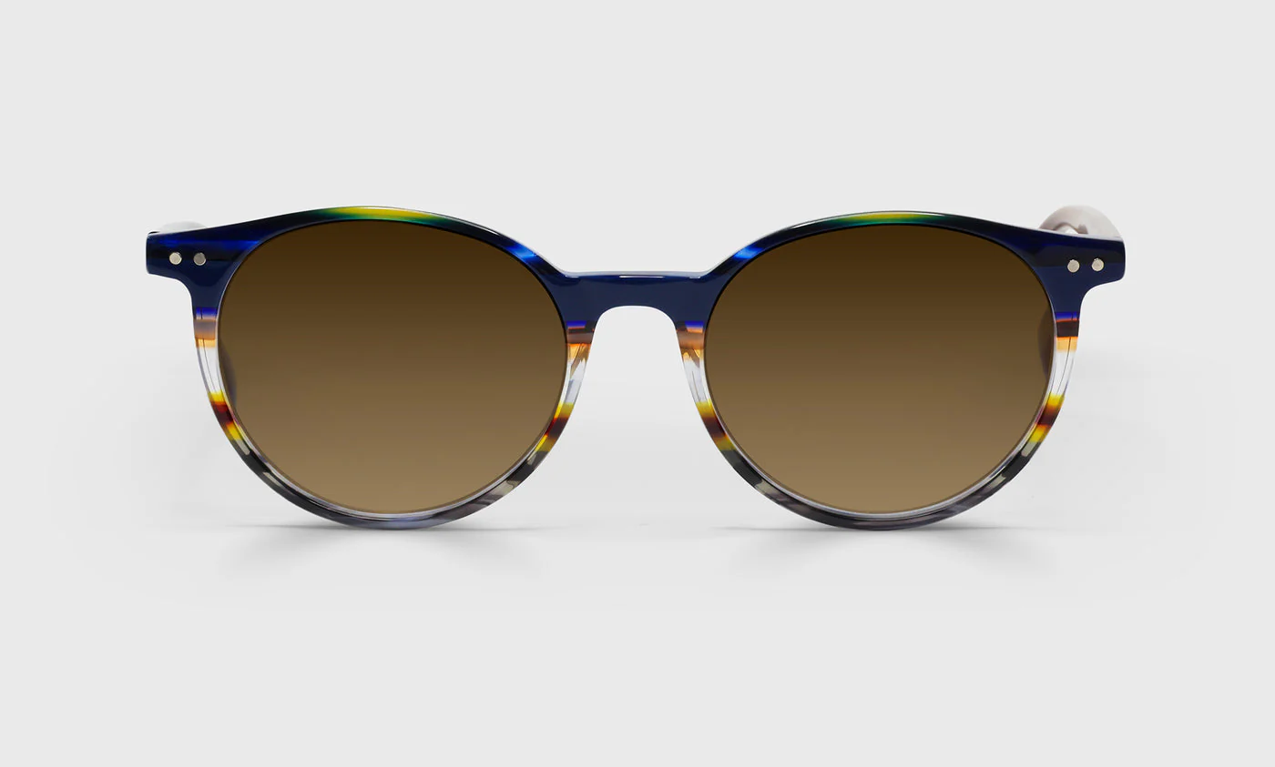 Case Closed Wide Color 57 - Blue Multi-Stripe Front with Light Brown Temples