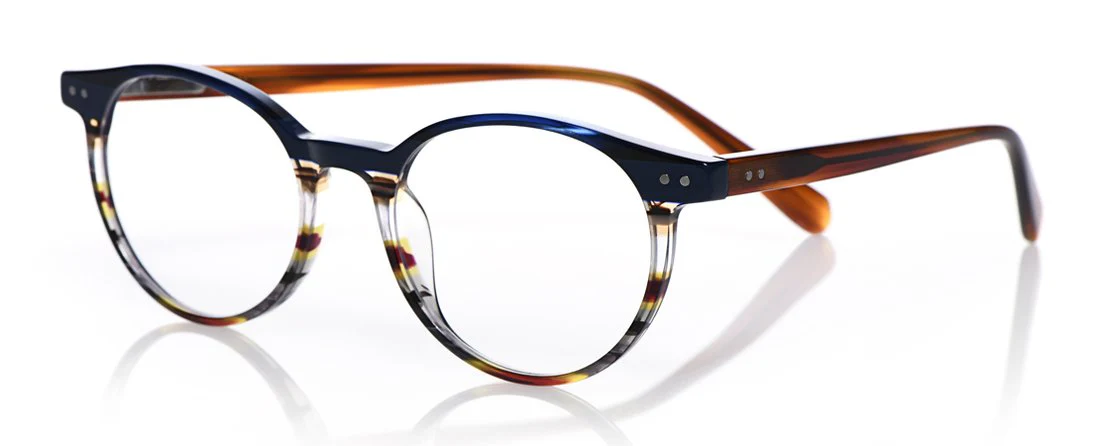 Case Closed Wide Color 57 - Blue Multi-Stripe Front with Light Brown Temples - Image 3