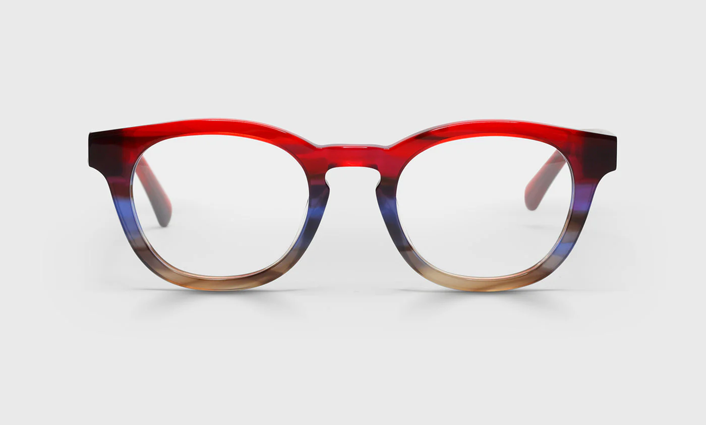 Waylaid Wide Color 02 - Red Demi to Blue Fade Front with Red Demi Temples