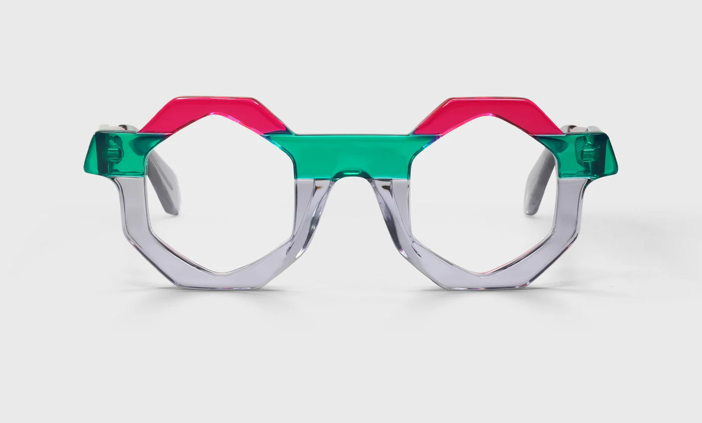 Glasses, In Theory Color 17 - A Decorative Display of Mint, Silver, and Fuchsia