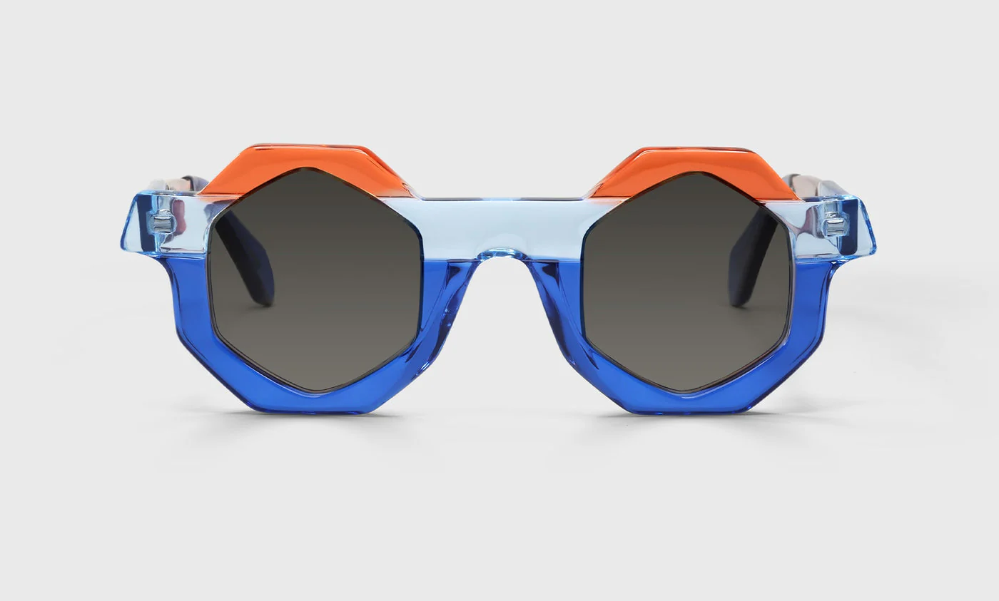 Glasses, In Theory Color 10 - A Vivid Merger of Marmalade, Cerulean, and Azurite - Image 2