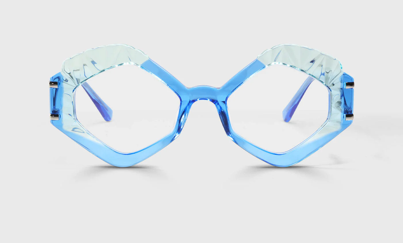 Unarticulated Color 10 - Delicate, Pale Blues Accentuated By a Stainless Steel Temple