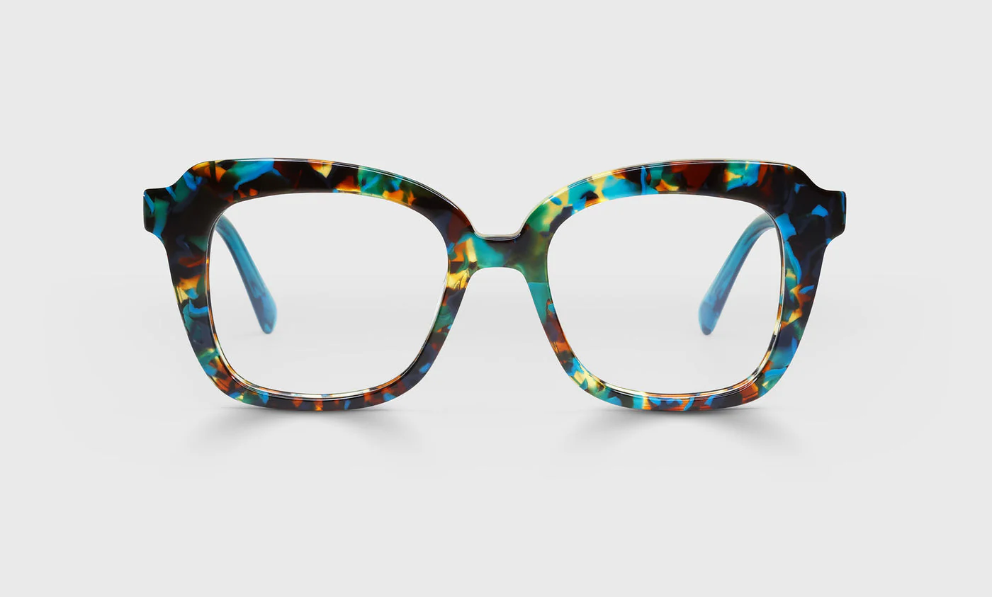 Dichotomy Color 59 - Brown & Teal Chop Front with Teal Crystal Temples
