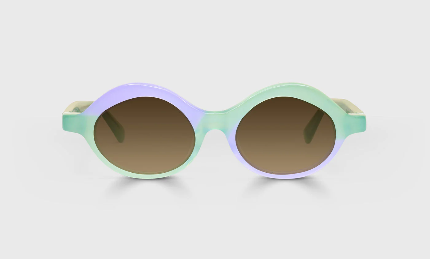 Death, Taxes, and eyebobs Color 17 - Sage & Purple Front with Temples