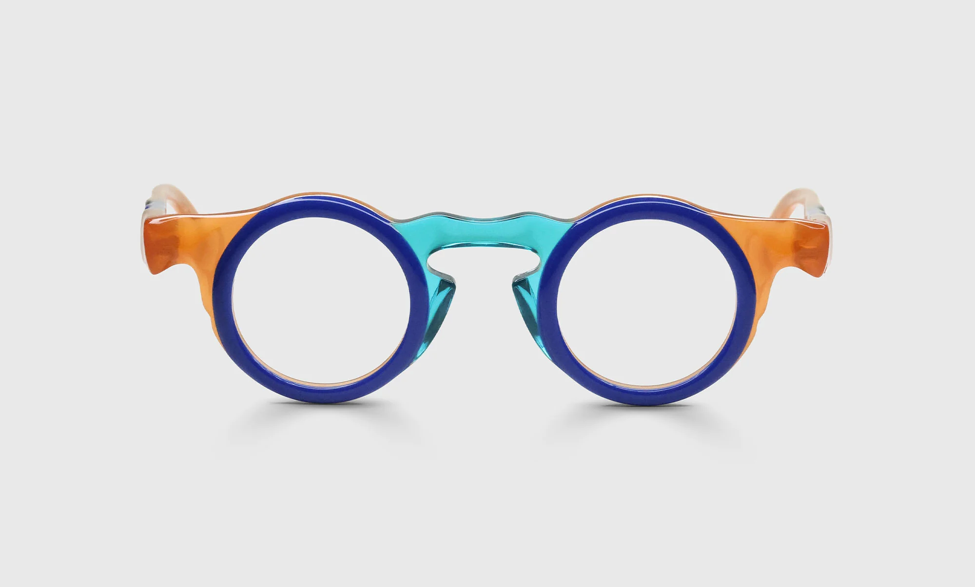 Triptych Color 76 - Three Decorative Divisions of Indigo, Crystal Teal, and Crystal Tangerine