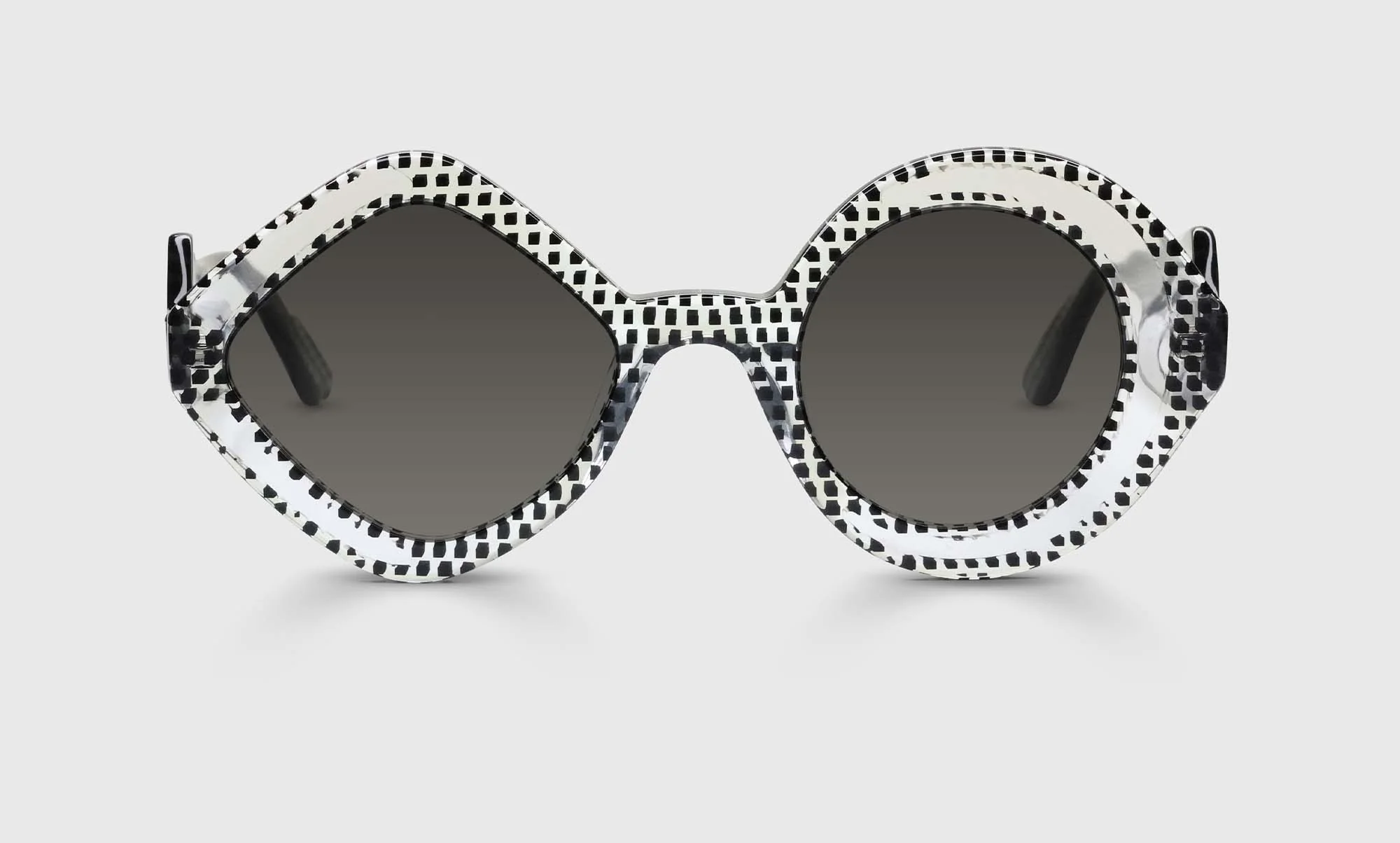 Eh-Symmetrical Color 00 - Black-Dotted Crystal Front and Temples Disrupted by Clear Shapes