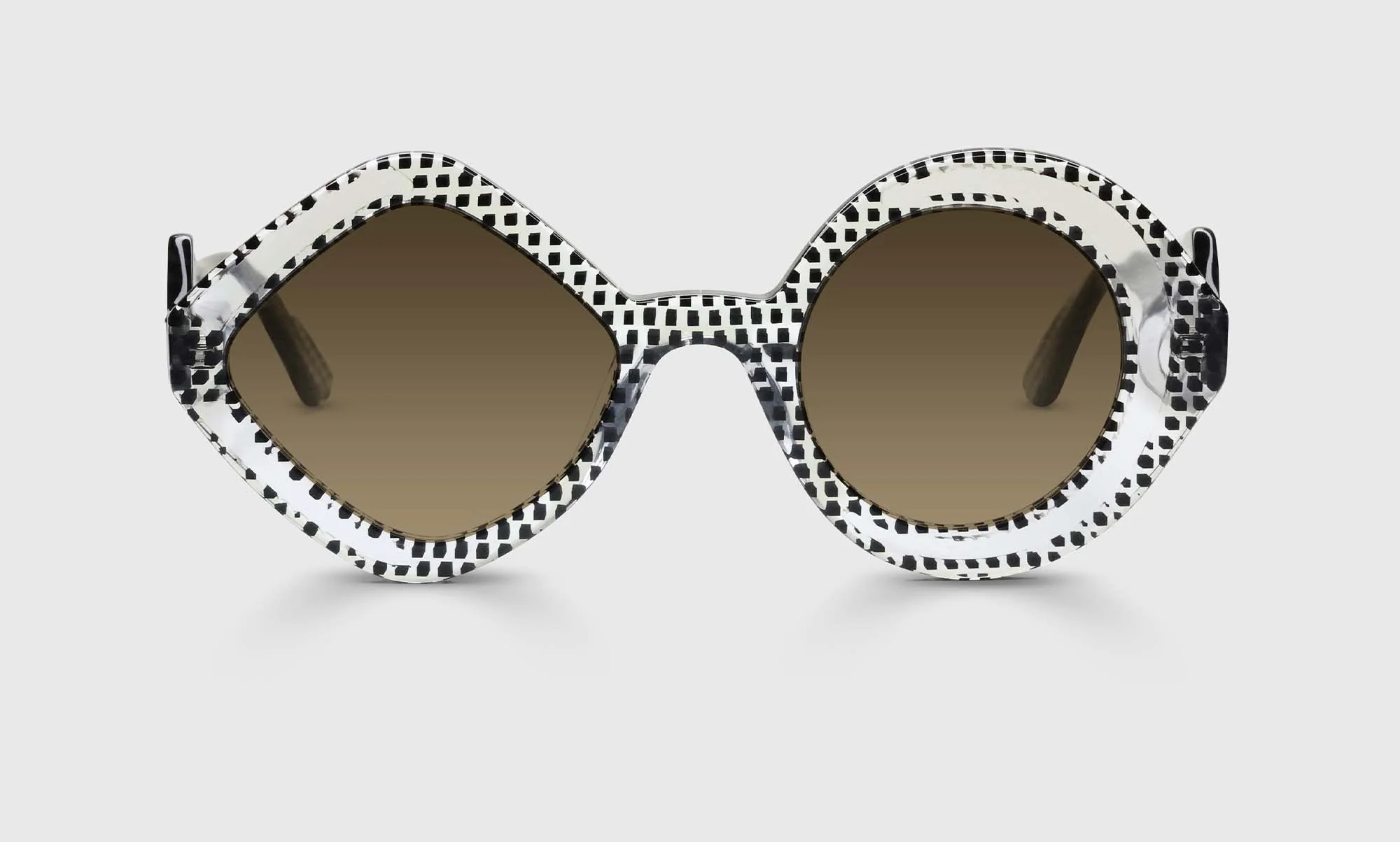 Eh-Symmetrical Color 00 - Black-Dotted Crystal Front and Temples Disrupted by Clear Shapes - Image 2