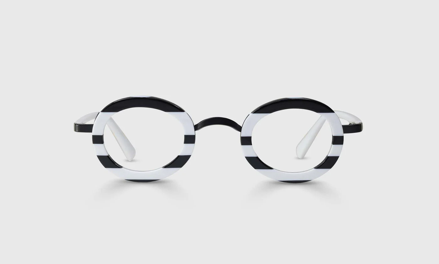 Pinhead Color 00 - Black and White Stripe Front and White Temples