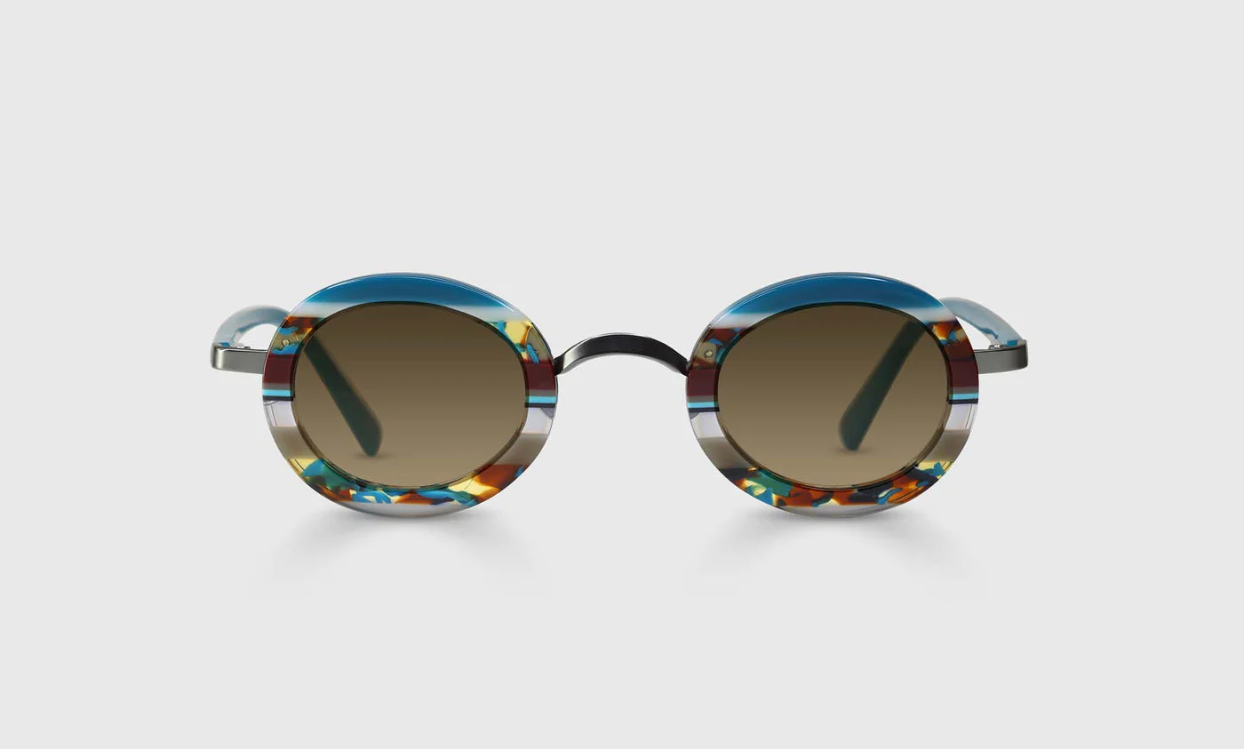 Pinhead Color 10 - Teal Multi-Stripe Front and Solid Teal Temples