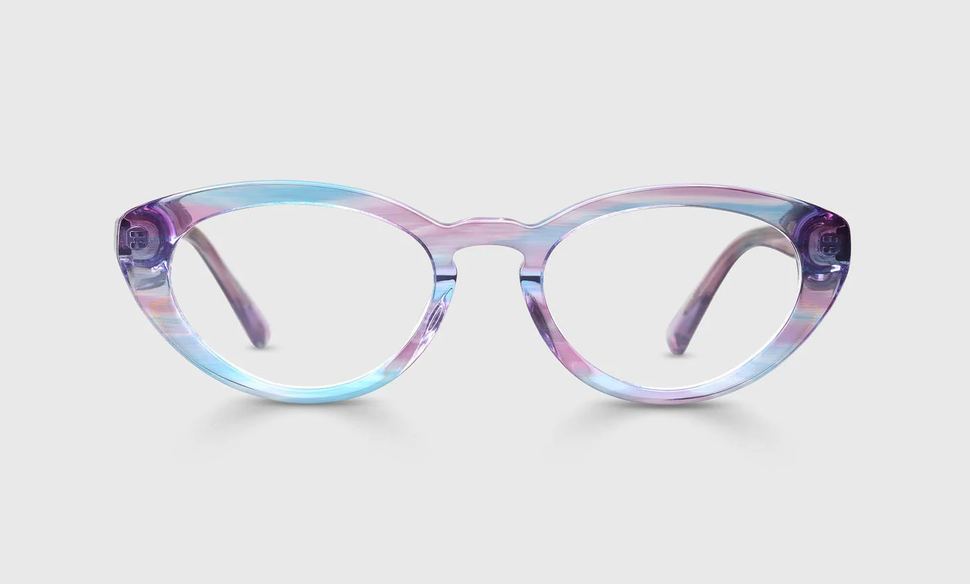 Fat Cat Color 15 - Aqua and Purple Crystal Front and Temples