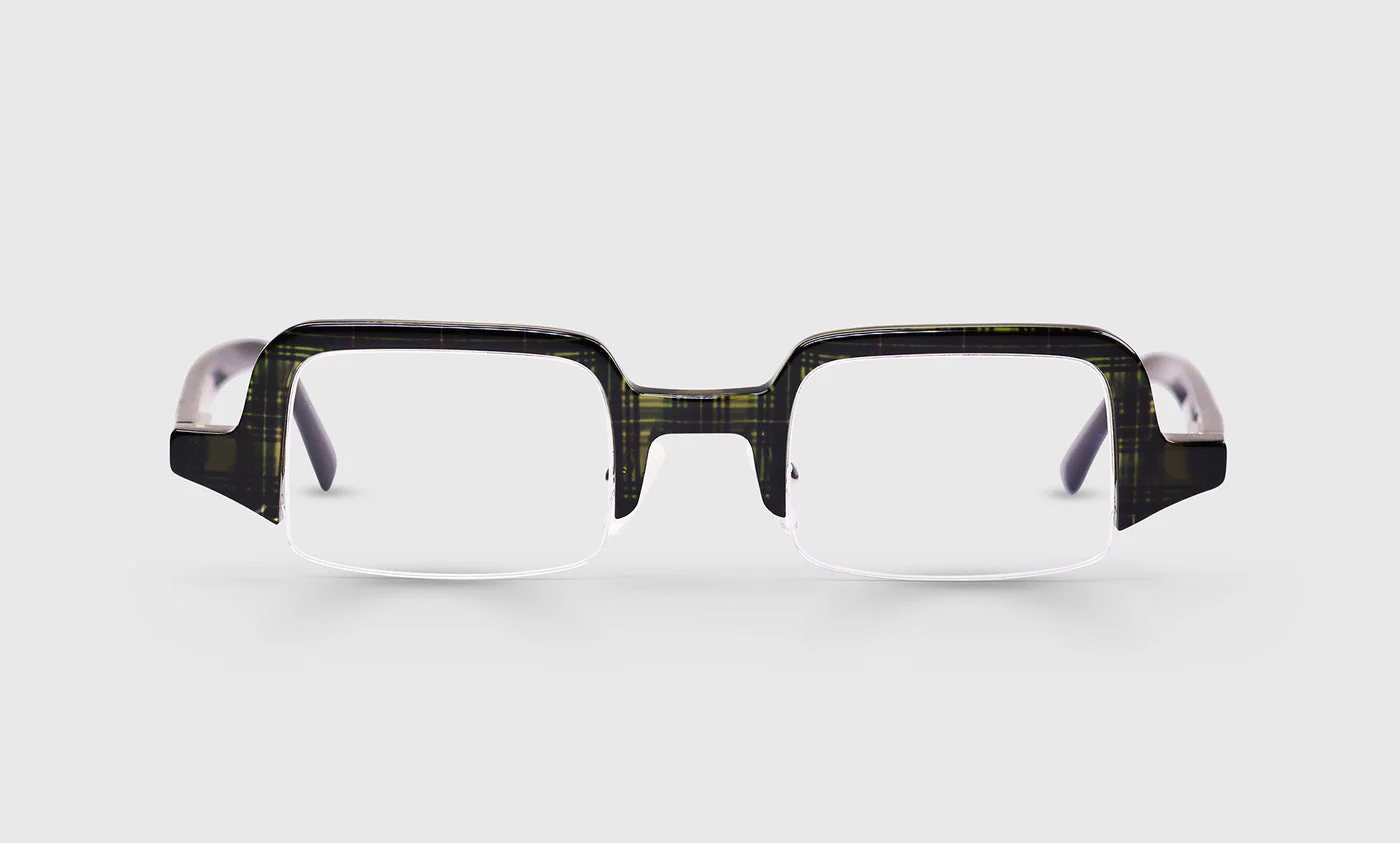 Who Nose Color 17 - Dark Green Plaid Front and Temples