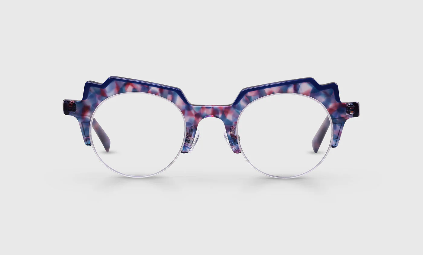 High-Low Color 10 - Purple Marble with Blue Top Front and Purple Marble Temples