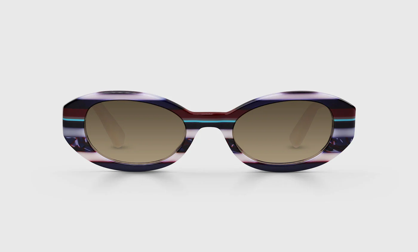 Mrs. Peckerhead Color 15 - Purple and Fuschia Multi-Stripe Front and Milky White Temples
