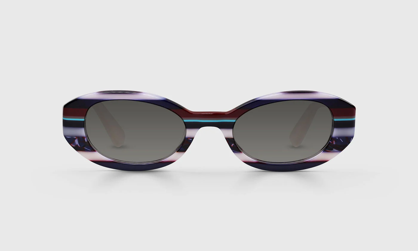Mrs. Peckerhead Color 15 - Purple and Fuschia Multi-Stripe Front and Milky White Temples - Image 2
