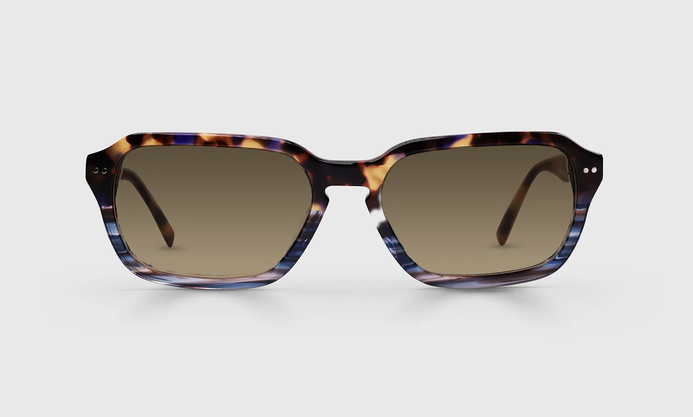 Chilling Worth Color 19 - Tortoise to Blue Stripe Fade Front and Temples