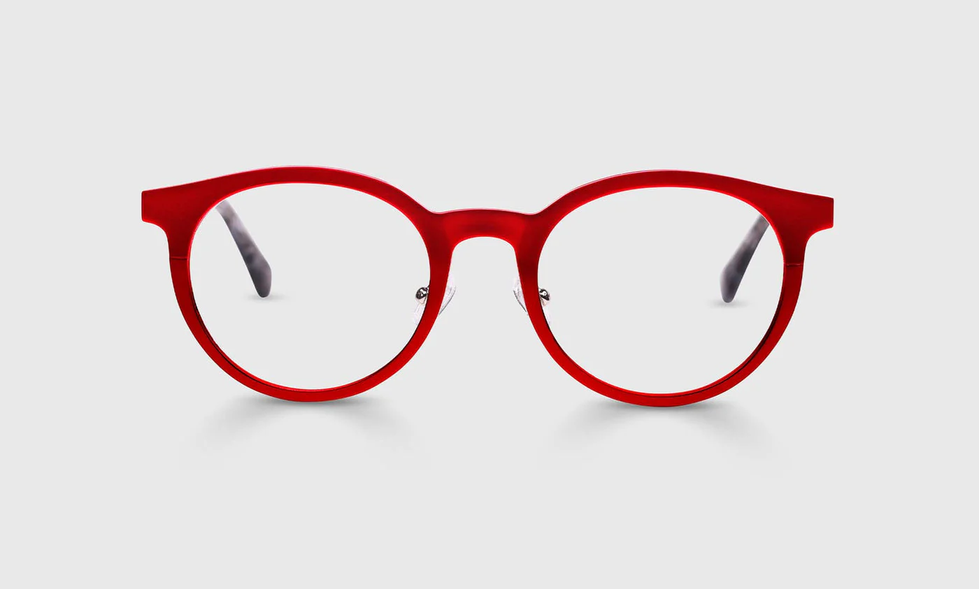 Steely Special Color 01 - Satin Matte Ruby Red Metal Front and Temples