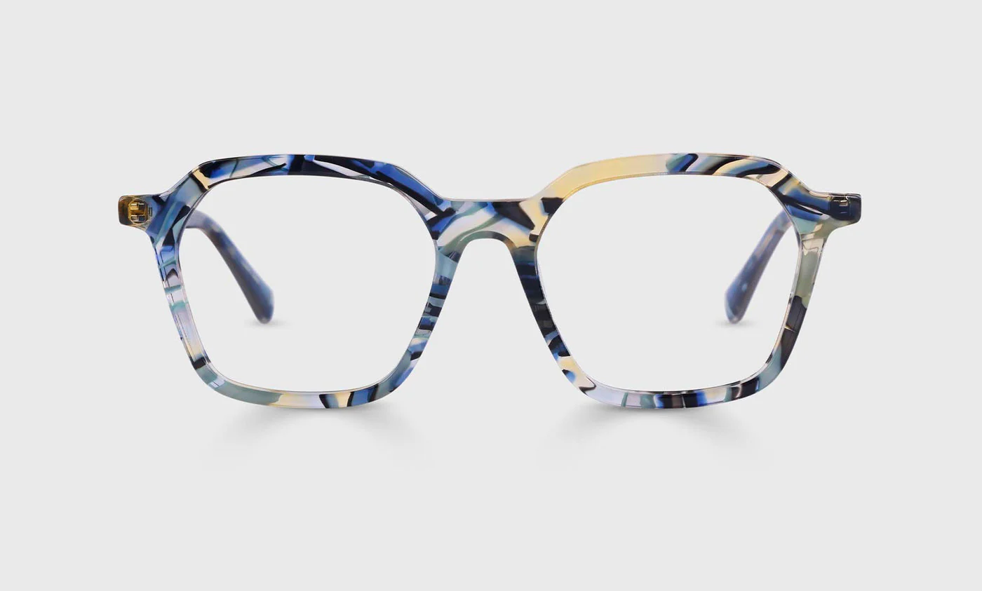 Four Square Color 10 - Multi-Color Blue Swirl Front and Temples