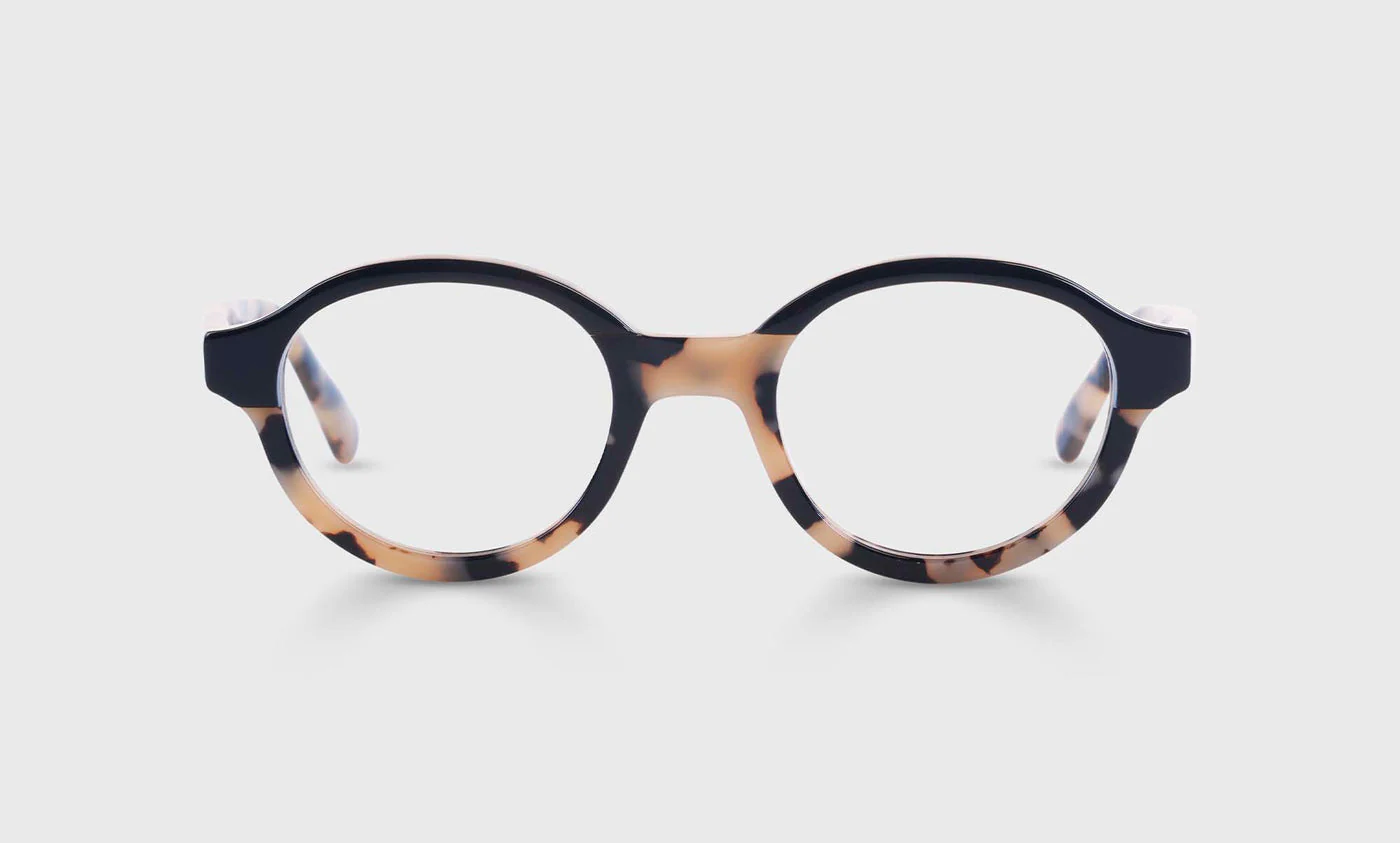 Well-Rounded Color 00 - Black and Vanilla Tortoise-Layered Front and Temples