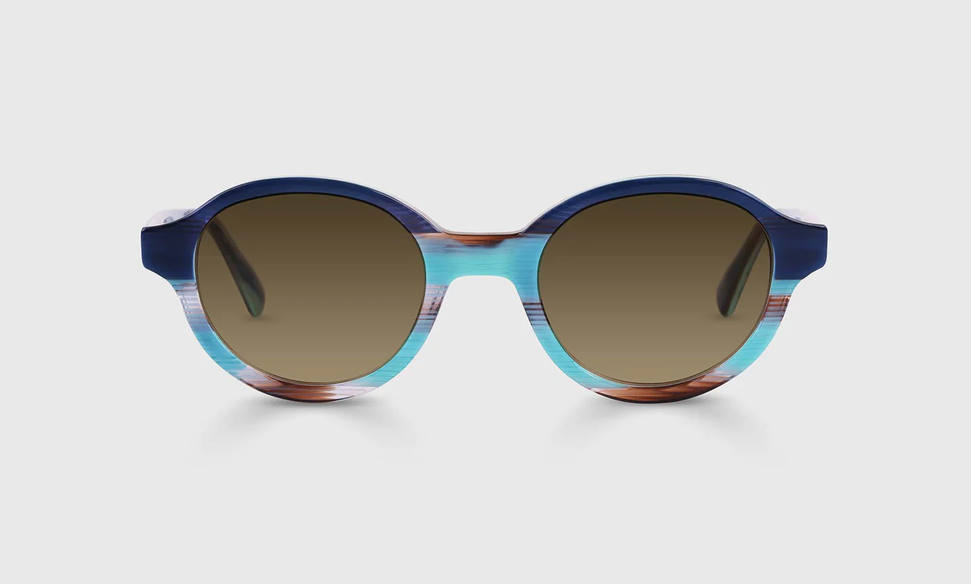 Well-Rounded Color 10 - Navy and Teal Stripe-Layered Front and Temples