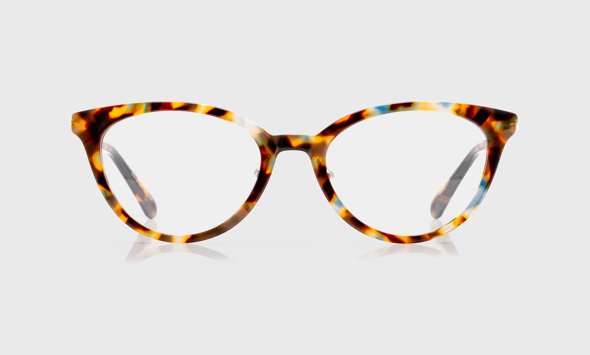 Statuette Color 18 - Powder Blue and Coffee Tortoise Front with Gold Temples