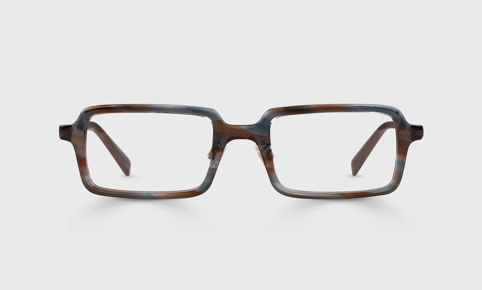 Mogul Color 11 - Blue and Brown Watercolor and Gunmetal Temples