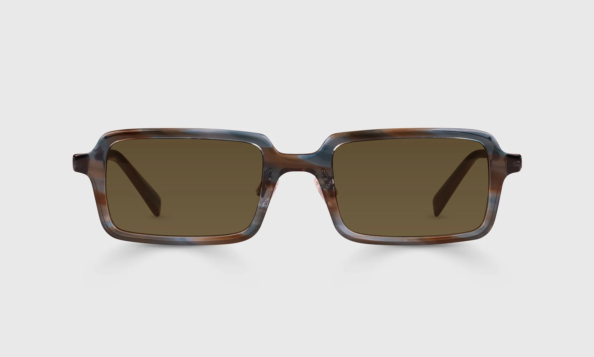 Mogul Color 11 - Blue and Brown Watercolor and Gunmetal Temples