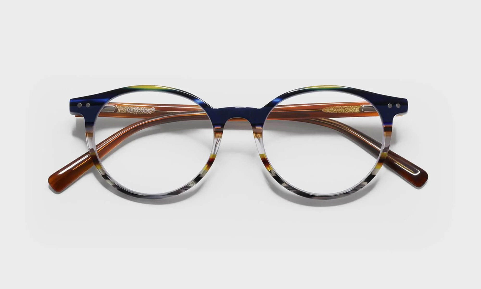 Case Closed Average Color 57 - Blue Multi-Stripe Front with Light Brown Temples - Image 3